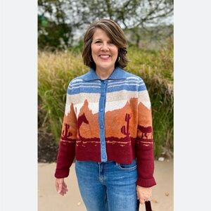 Taelynn  Scenic Desert Knit Cardigan Sweater - Multicolor